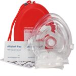 Ever Ready First Aid CPR Rescue Mask, Adult/Child Pocket Resuscitator, Hard Case with Wrist Strap, Gloves and Wipes