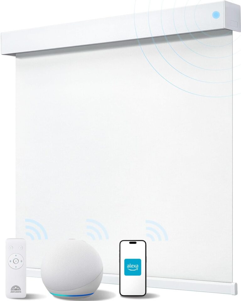 Smart Roller Shades for Windows, Alexa Blackout Motorized Blinds with Remote Control, Easy Install Automatic Electric Blinds for Indoor (23" W x 72" H, White)