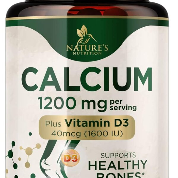 Calcium 1200 mg with Vitamin D3 - Per Serving - Bone Health Supplement - Vitamin D & Calcium Supplements for Women & Men - Bone Strength Support - Natural Calcium Pills - Bottled in USA - 240 Tablets