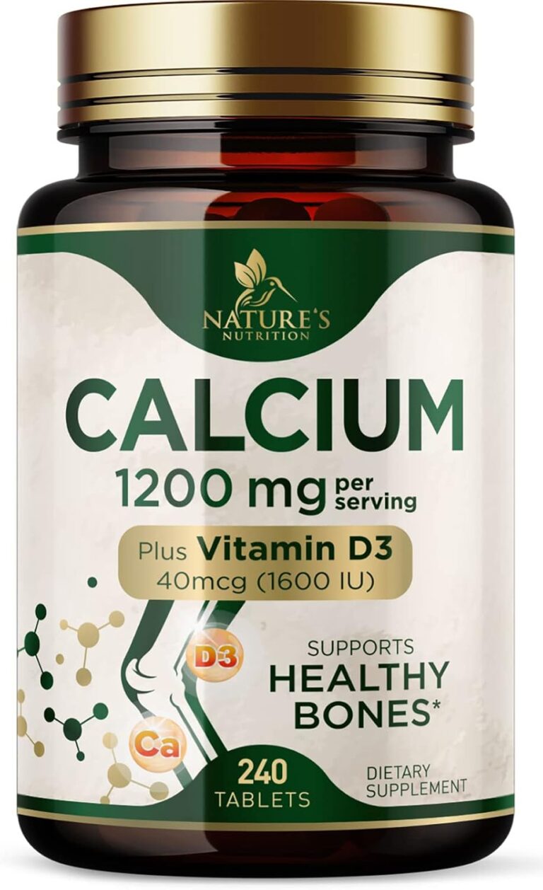 Calcium 1200 mg with Vitamin D3 - Per Serving - Bone Health Supplement - Vitamin D & Calcium Supplements for Women & Men - Bone Strength Support - Natural Calcium Pills - Bottled in USA - 240 Tablets