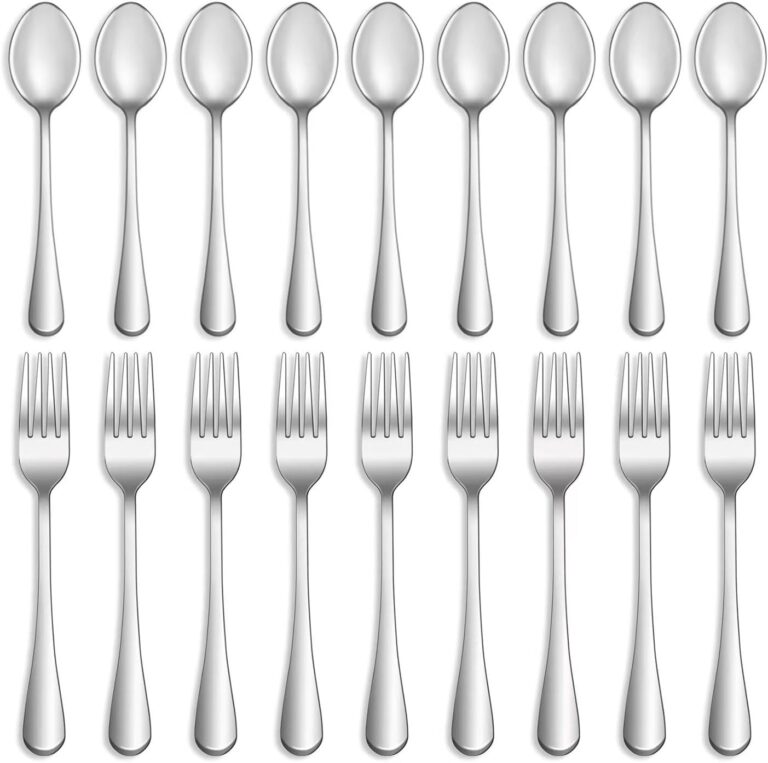 16 Pcs Forks and Spoons Silverware Set,Food Grade Stainless Steel Flatware Cutlery Set for Home,Kitchen and Restaurant,Mirror Polished,Dishwasher Safe - 8 Dinner Fork(8 inch) and 8 Teaspoon(6.5 inch)