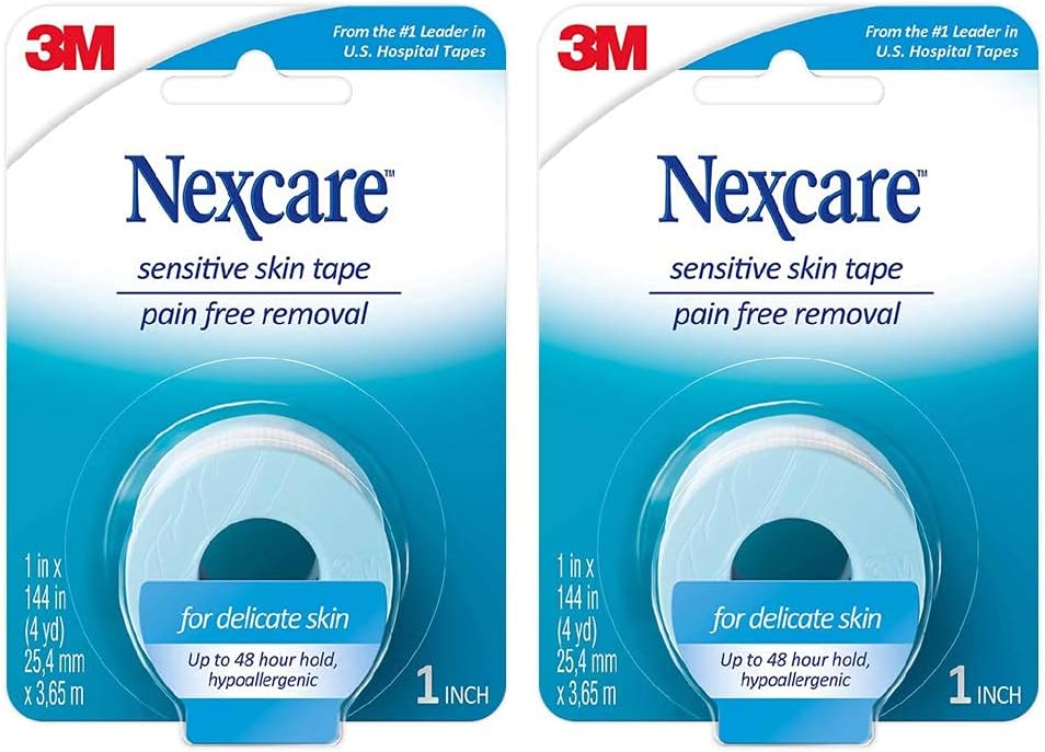 Nexcare Sensitive Skin Tape, 1 in x 4 yds, 2 Count (Pack of 1) Nexcare Sensitive Skin Tape, 1 in x 4 yds, 2 Count (Pack of 1)
