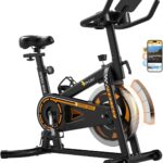OWLSKY Exercise Bike with APP,Indoor Cycling Bike, 300 lbs Capacity Quiet Stationary Bike for Home Gym, Cardio Bike Workout, Adjustable Seat & Tablet Holder