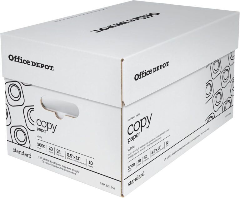 Office Depot White Copy Paper, 8 1/2in. x 11in., 20 Lb, 500 Sheets Per Ream, Case Of 10 Reams, 40402786