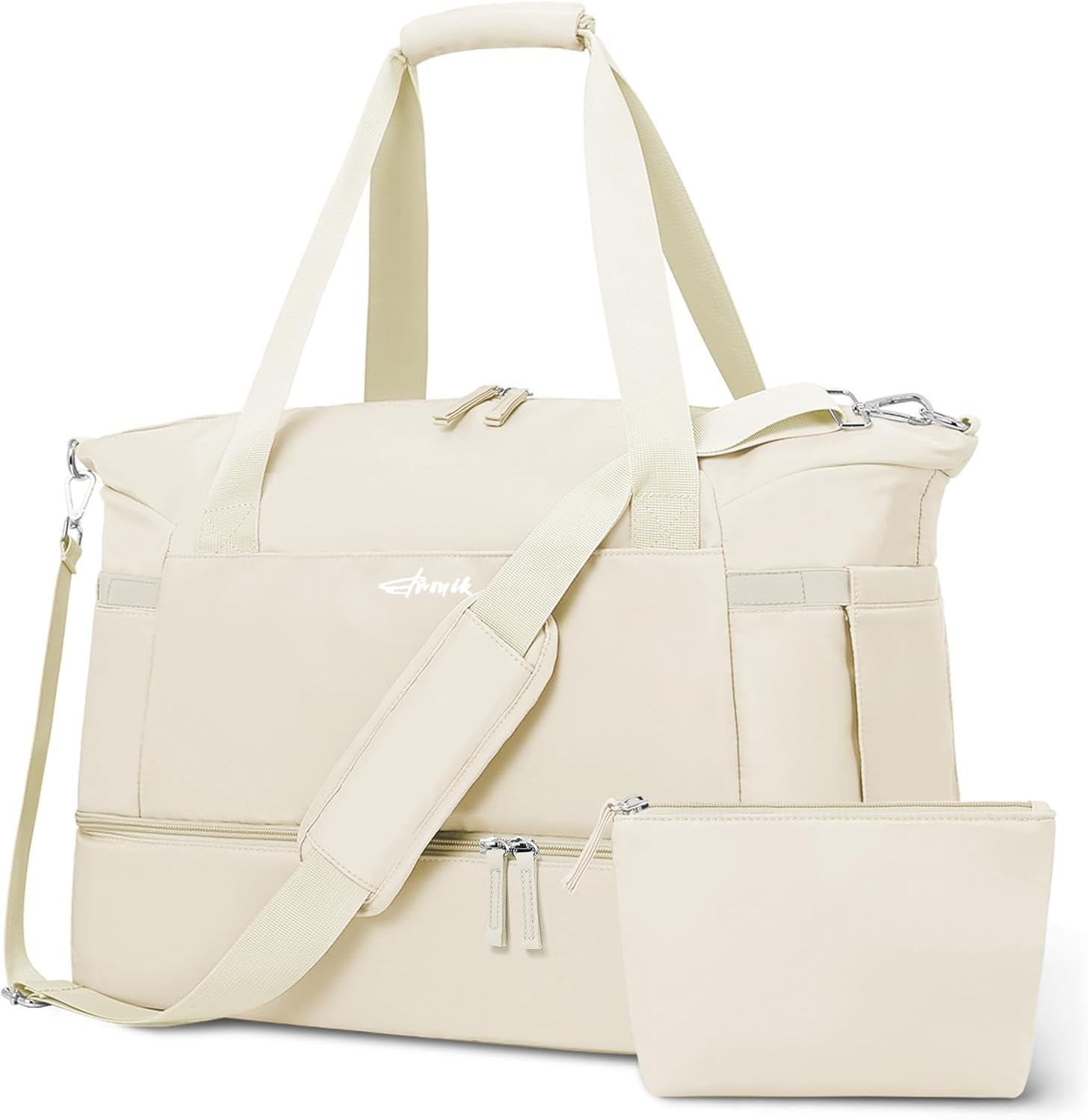 ETRONIK Gym Bag for Women, Personal Item Travel Bag with Shoes Compartment, Weekender Overnight Duffel Bag with Wet Pocket, Carry On Bag for Women, Travel, Gym, Weekend (Beige) ETRONIK Gym Bag for Women, Personal Item Travel Bag with Shoes Compartment, Weekender Overnight Duffel Bag with Wet Pocket, Carry On Bag for Women, Travel, Gym, Weekend (Beige)