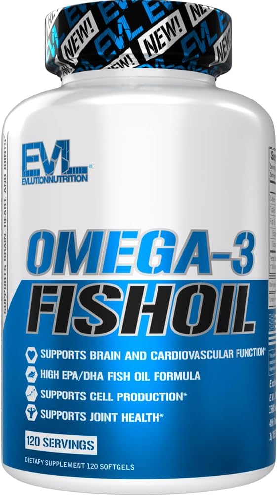 Evlution Nutrition Triple Strength Omega 3 Fish Oil - Burpless Fish Oil EPA DHA Omega 3 Supplement in Easy to Swallow Citrus Flavor Softgels - Enteric Coated Fish Oil Supplement - 120 Count Evlution Nutrition Triple Strength Omega 3 Fish Oil - Burpless Fish Oil EPA DHA Omega 3 Supplement in Easy to Swallow Citrus Flavor Softgels - Enteric Coated Fish Oil Supplement - 120 Count