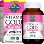 Garden of Life Vitamin Code Raw One for Women, Once Daily Women's Multivitamin - 75 Capsules, One a Day Vitamins Whole Food Iron, Probiotics for Digestive Health, Gluten Free Vegetarian