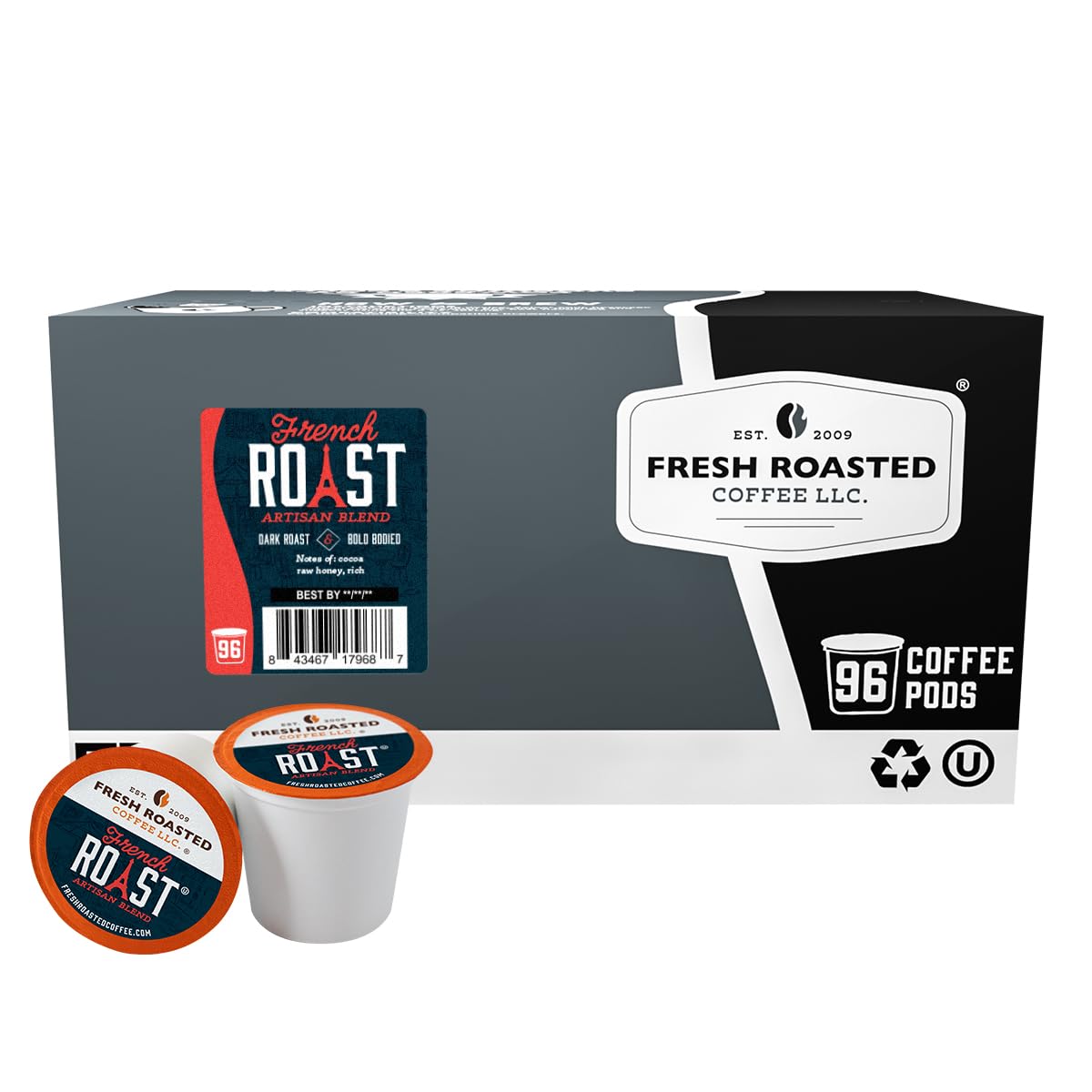Fresh Roasted Coffee, French Roast Dark K-Cup Pods for Keurig Brewers, Dark Roast, Kosher, 96 Count Loose Pack Fresh Roasted Coffee, French Roast Dark K-Cup Pods for Keurig Brewers, Dark Roast, Kosher, 96 Count Loose Pack
