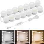Pretmess LED Vanity Mirror Lights, Hollywood Style With 14 Dimmable Bulbs, Adjustable Color & Brightness, USB Cable, Stick-on for Makeup Table Dressing Room