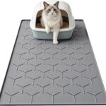 Garoopion Cat Litter Box Mat, Large 34.0522.5 inch Cat Litter Mat, Waterproof Silicone Pad for Floor, Dark Gray