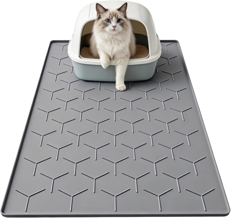 Garoopion Cat Litter Box Mat, Large 34.0522.5 inch Cat Litter Mat, Waterproof Silicone Pad for Floor, Dark Gray