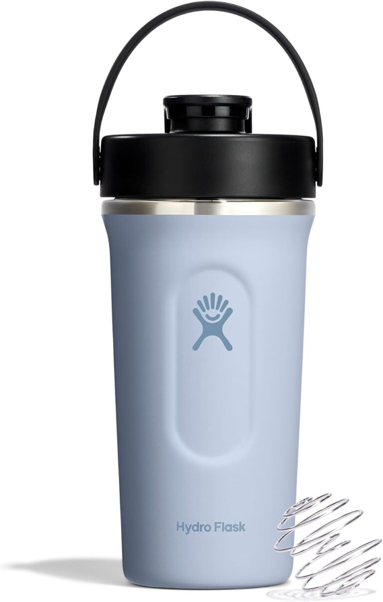 Hydro Flask Shaker Bottle  Insulated Stainless Steel Gym Bottle for Pre Workout & Protein 24 Oz Surf Blue