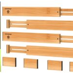 ANTOWIN Bamboo Drawer Dividers Organizers, Drawer Separators Splitter,17-22 inches Long Adjustable Spring-loaded Organizer for Large Utensil, Clothes, Tools Drawers(yellow)