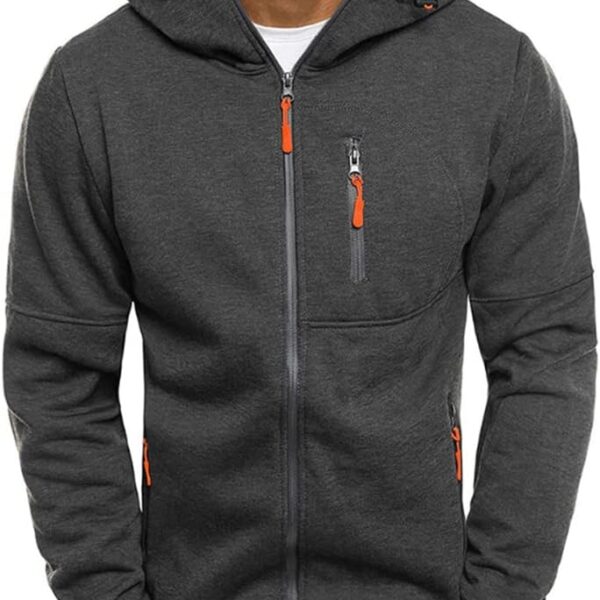 Men Hoodies Casual Hoodies for Men with Zip Pockets Full Zip Long Sleeve Sweatshirt Sports Hooded Jacket