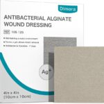 Dimora Upgrade Silver Calcium Alginate Wound Dressing -Silver-Infused Alginate Non Stick Gauze, Highly Absorbent Sterile Bandage Pads,4'' x 4'' Patches 5 Packs