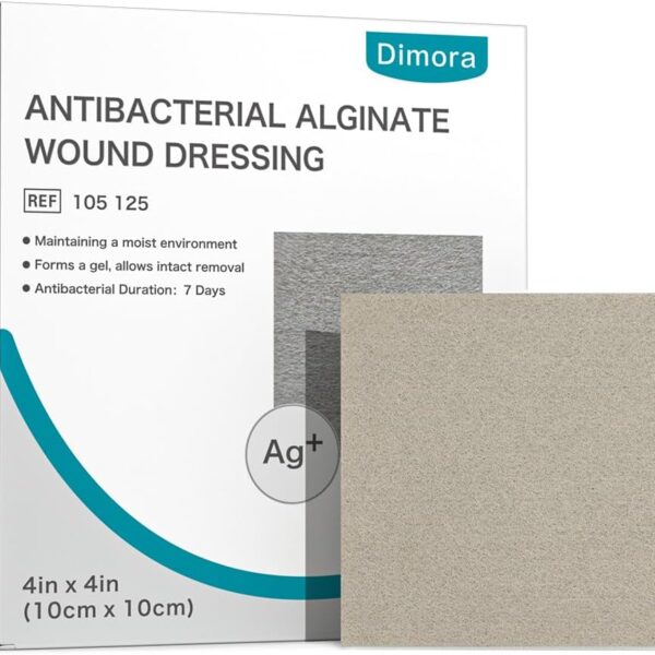 Dimora Upgrade Silver Calcium Alginate Wound Dressing -Silver-Infused Alginate Non Stick Gauze, Highly Absorbent Sterile Bandage Pads,4'' x 4'' Patches 5 Packs