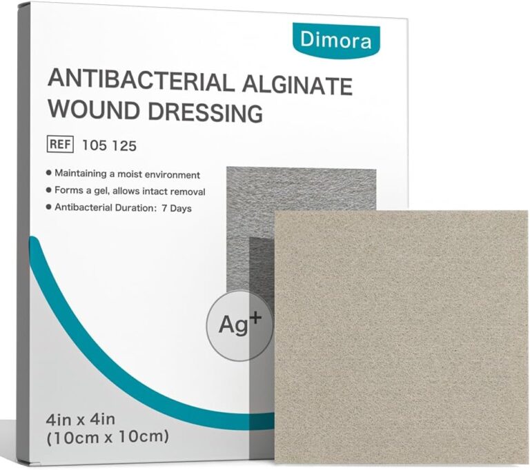 Dimora Upgrade Silver Calcium Alginate Wound Dressing -Silver-Infused Alginate Non Stick Gauze, Highly Absorbent Sterile Bandage Pads,4'' x 4'' Patches 5 Packs