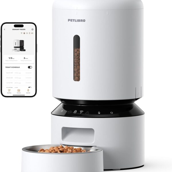 PETLIBRO Automatic Cat Feeder, 5G WiFi Automatic Dog Feeder with Freshness Preservation, 5L Timed Cat Feeders with Low Food Sensor, Up to 10 Meals Per Day, Granary Pet Feeder for Cats/Dogs
