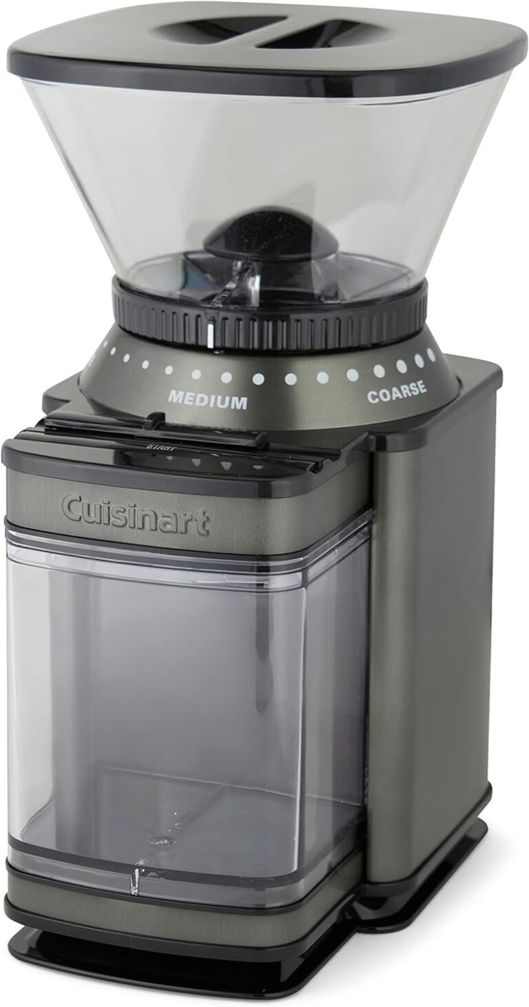 Cuisinart Coffee Grinder, Electric One-Touch Automatic Burr Coffee Grinder with 18-Position Grind Selector, Cup Size Selector for 4  18 Cups, Black Stainless Steel