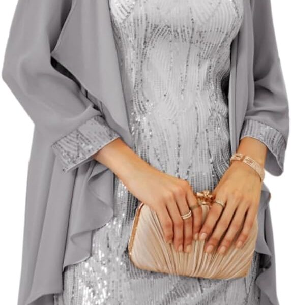 GRACE KARIN Women's Sequin Dress Wedding Guest Dresses Mother of the Bride Dresses Formal Dress Two Piece Dress Knee Length