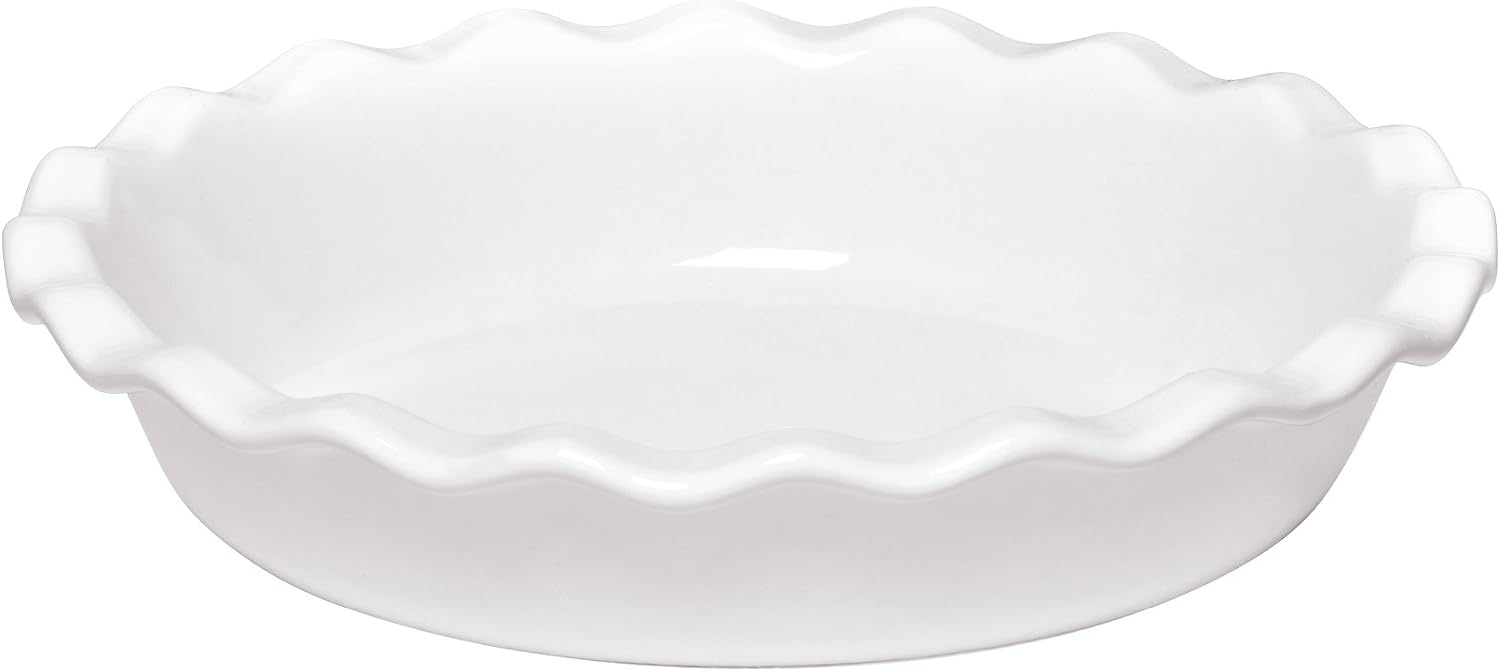 Emile Henry Made In France 9 Inch Pie Dish, White Emile Henry Made In France 9 Inch Pie Dish, White
