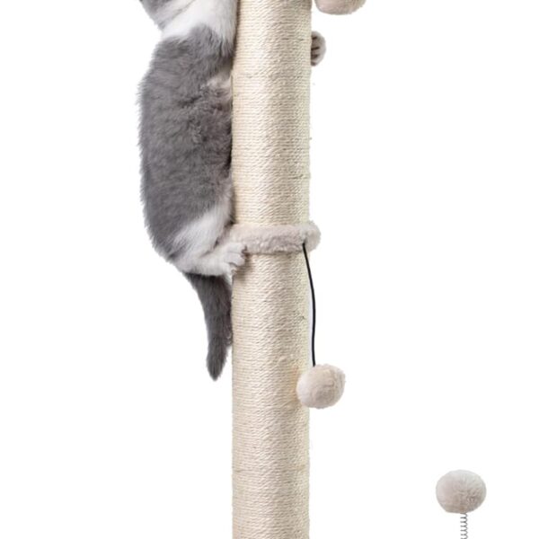 MECOOL 34 Tall Cat Scratching Post Premium Basics Kitten Scratcher Sisal Scratch Posts Trees with Hanging Ball for Indoor Cats, Beige