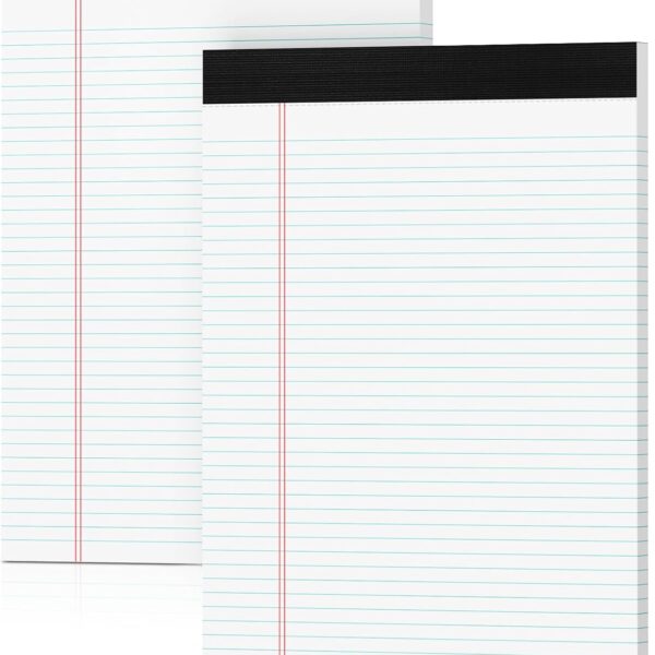 Legal Pads 8.5 x 11 White Note Pads 2 Pack - Double-Sided Printing & Perforated College Ruled Sheets - 30 Sheets Premium Thick Paper, No Ink Bleeding - Good for Office Supplies, Homework, Notes