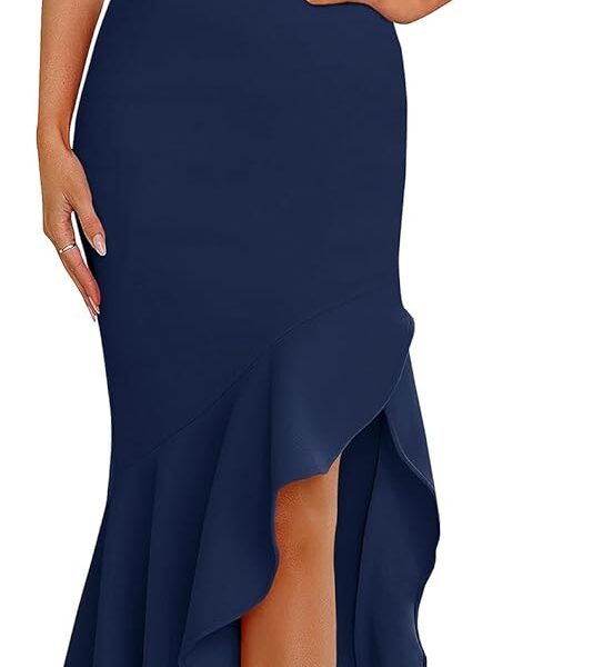 PRETTYGARDEN Wedding Guest Dresses for Women 2026 Summer Formal Gala Maxi Dress Ruffle Mermaid Cocktail Long Dresses
