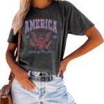 Women's 4th of July Independence Day T-Shirt Summer 1776 USA America Memorial Day Graphic Tees Tops