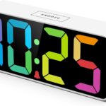 Welgo 7.5 Inches Large Digital Alarm Clock for Seniors & Kids, 0-100% Dimmable Display, USB Charging Port, Adjustable Volume, Easy Operation, Snooze, Outlet Powered for Bedroom