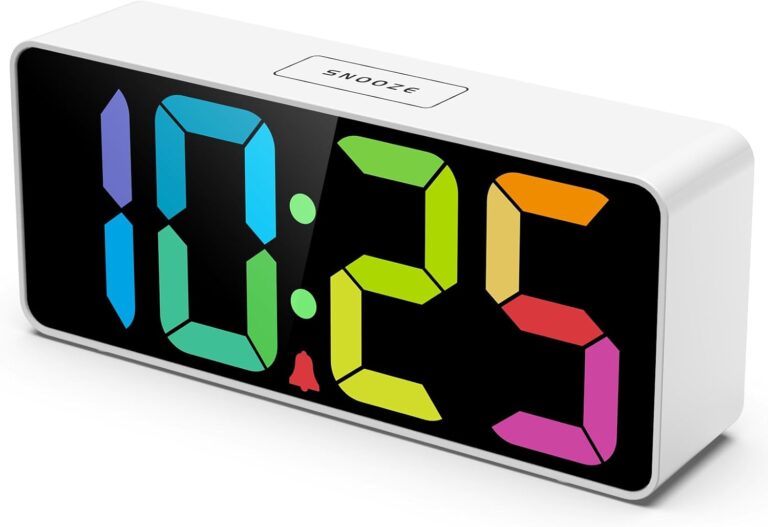 Welgo 7.5 Inches Large Digital Alarm Clock for Seniors & Kids, 0-100% Dimmable Display, USB Charging Port, Adjustable Volume, Easy Operation, Snooze, Outlet Powered for Bedroom