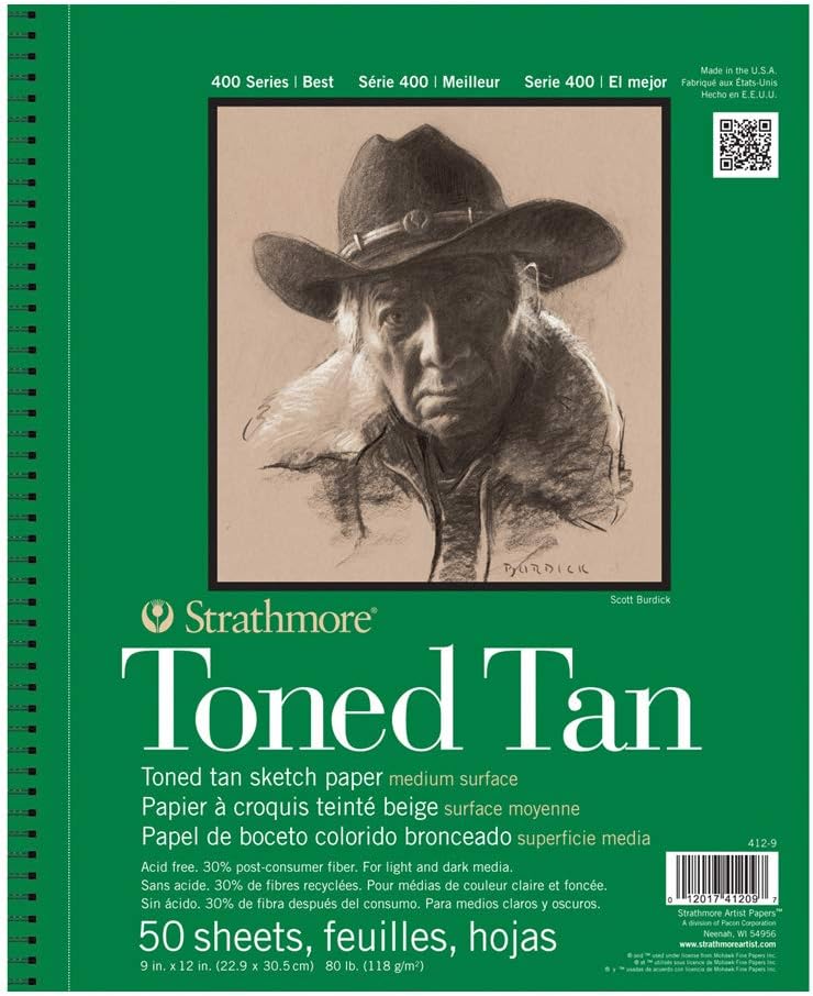 Strathmore 400 Series Wire Bound Toned Sketch Pad, 80 lb. Paper, 9 X 12 inches, Tan, 50 Sheets (412-9) Strathmore 400 Series Wire Bound Toned Sketch Pad, 80 lb. Paper, 9 X 12 inches, Tan, 50 Sheets (412-9)