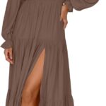 ZESICA Women's Boho Off Shoulder Wedding Guest Dress 2026 Spring Summer Side Split Flowy A Line Long Maxi Dresses