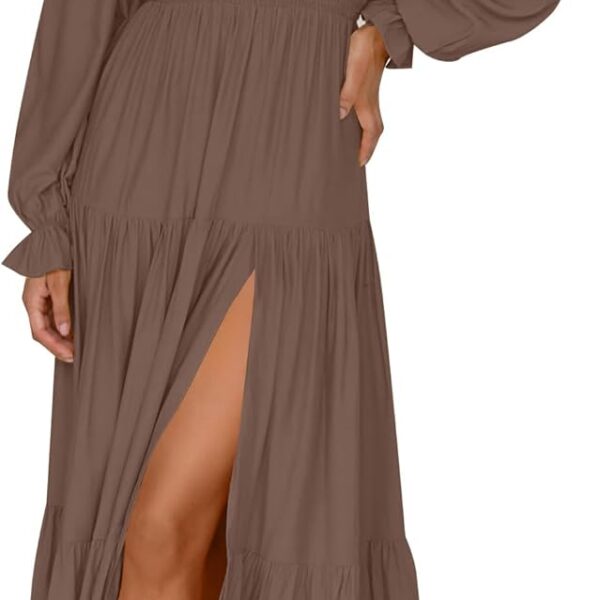 ZESICA Women's Boho Off Shoulder Wedding Guest Dress 2026 Spring Summer Side Split Flowy A Line Long Maxi Dresses