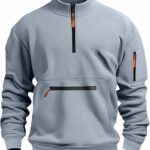 Men's Long Sleeve Quarter Zip Pullover Fleece Sweatshirt Lightweight Casual Mock Neck Sweatshirt with Pocket