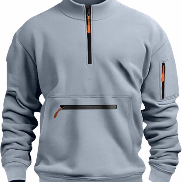 Men's Long Sleeve Quarter Zip Pullover Fleece Sweatshirt Lightweight Casual Mock Neck Sweatshirt with Pocket