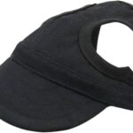 Dog Baseball Cap,1PC Pet Summer Beach Peaked Cap Dog Hat with Ear Holes, Adjustable Cat Visor Sunbonnet Hat for Small Medium Large Dogs (Solid Black, Small)