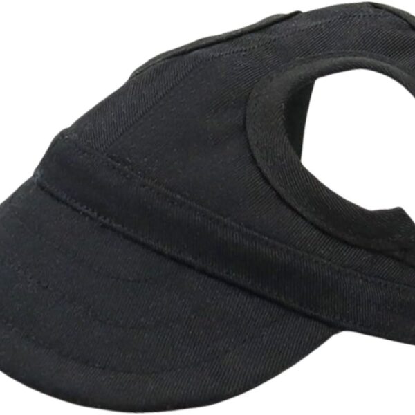 Dog Baseball Cap,1PC Pet Summer Beach Peaked Cap Dog Hat with Ear Holes, Adjustable Cat Visor Sunbonnet Hat for Small Medium Large Dogs (Solid Black, Small)