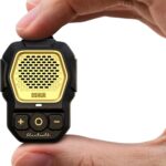 MFish Wearable Bluetooth Speaker, Clip-On Mini Portable Speaker with Built-in Mic for Hands-Free Calls, IPX67 Water/Dust Resistant, Ultra-Lightweight, Playtime, 4X Strong Clip Gold