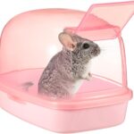 Kisangel Chinchilla Dust Bath House Pink Plastic Sand Bath Container for Small Animals Indoor Habitat Decor 9X6X6 Inches