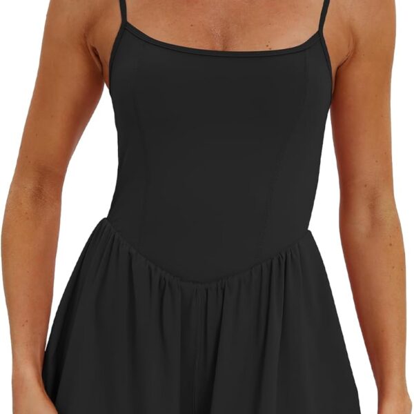 Beaully Women's Summer Sleeveless Athletic Rompers Spaghetti Strap Double Lined Shorts Jumpsuit One Piece Outfits
