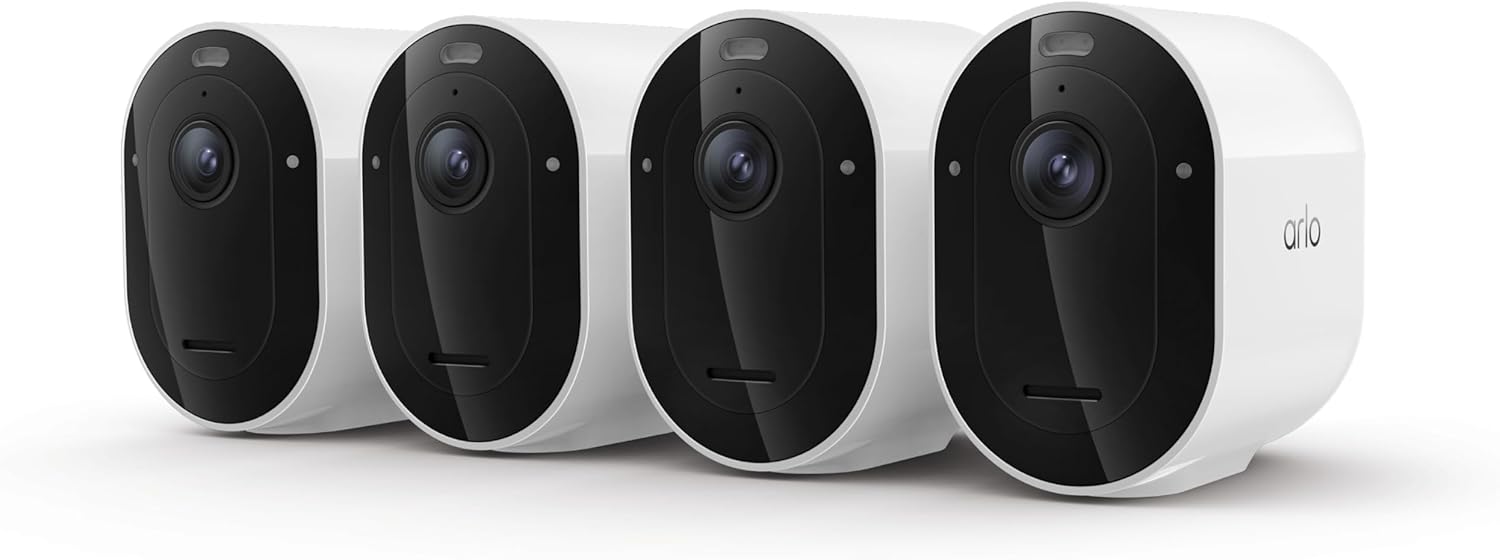 Arlo Pro Security Camera 2K HDR (6th Gen, 2025 Release) - Wireless Outdoor Camera, Rechargeable Removeable Battery, Emergency Response, 1-Month Trial of Secure Plan, 4 Cam, White, Motion Alert Arlo Pro Security Camera 2K HDR (6th Gen, 2025 Release) - Wireless Outdoor Camera, Rechargeable Removeable Battery, Emergency Response, 1-Month Trial of Secure Plan, 4 Cam, White, Motion Alert