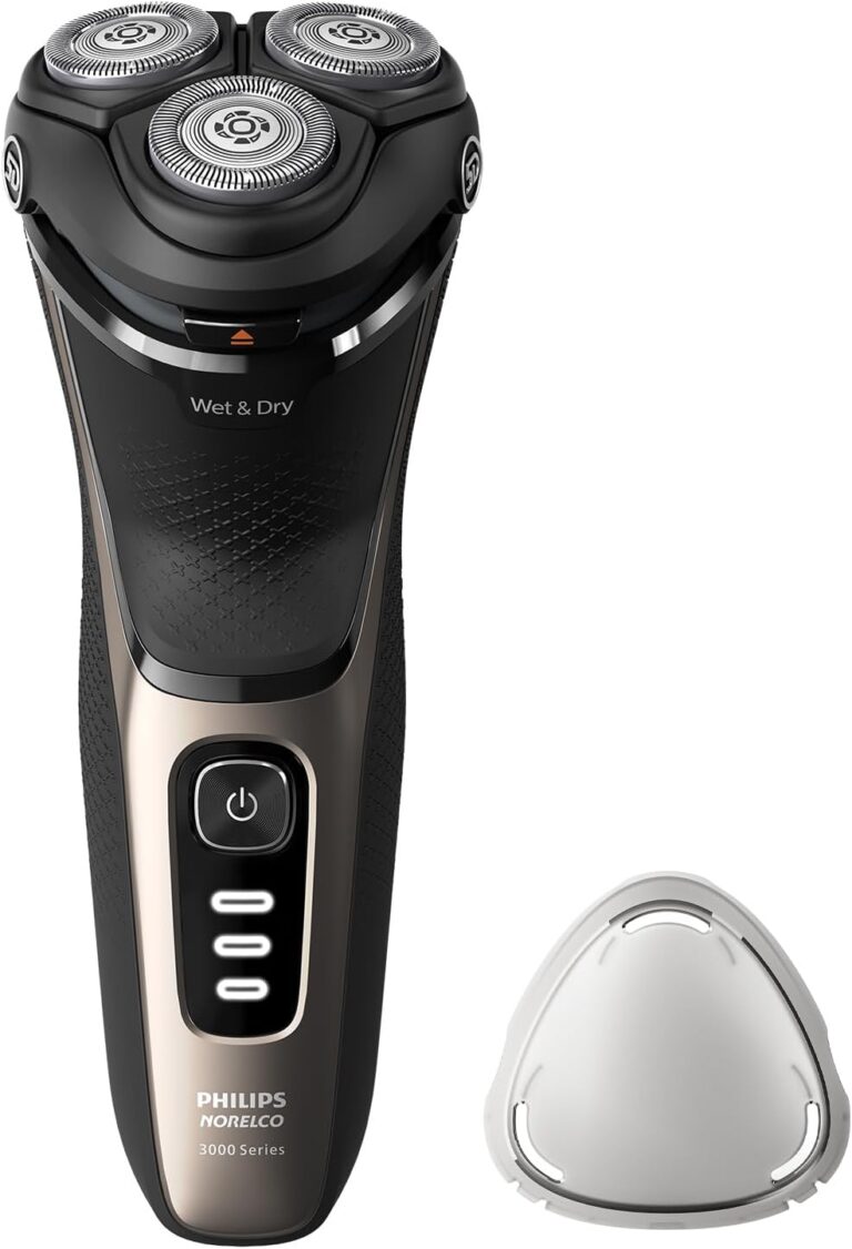 Philips Norelco Shaver 3000 Series, Wet and Dry Electric Shaver, P-Cap, Travel Pouch, Ash Gold, Model S3242/90