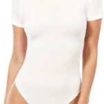 MANGOPOP Women's Round Neck Short Sleeve Bodysuit T Shirts Basic Body Suit Tops