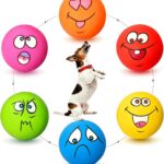 HOLYSTEED Latex Dog Squeaky Toys, Soft Rubber Small Dog Toys Chewing Squeak Toy, Fetch Play Balls Toy for Puppy Small Pet, Smile Face Flat Ball with Squeaker 6pcs
