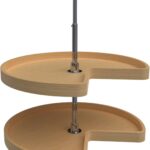Rev-A-Shelf Dual Shelves Kidney-Shape 28" Lazy Susan Turntable Home Organizer for Diagonal Lower Corner & Base Kitchen Cabinets, Wooden, 4WLS472-28-52