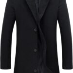 Springrain Men's Wool Blend Pea Coat Notched Collar Single Breasted Overcoat Warm Winter Trench Coat