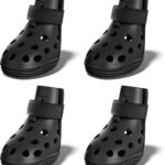 Dog Shoes for Hot Pavement, Breathable Dog Boots Paw Protectors with Adjustable Straps & Non-Slip Sole, Easy On & Off, Waterproof, Easy-Cleaning (Black, L)