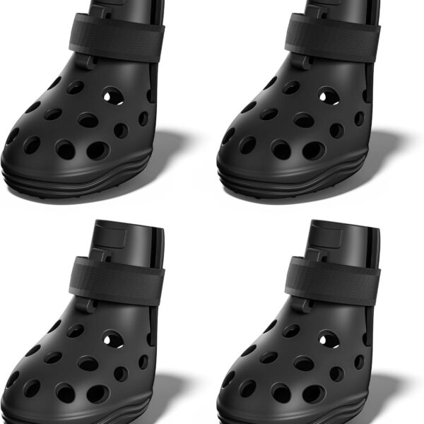 Dog Shoes for Hot Pavement, Breathable Dog Boots Paw Protectors with Adjustable Straps & Non-Slip Sole, Easy On & Off, Waterproof, Easy-Cleaning (Black, L)