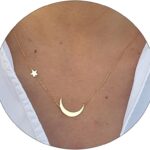 ASCOMY Dainty Gold Pendant Necklace 14k Gold Plated Delicate Tiny Love Heart Star CZ Leaf Pendant Necklace Simple Necklaces Everyday Jewelry for Women